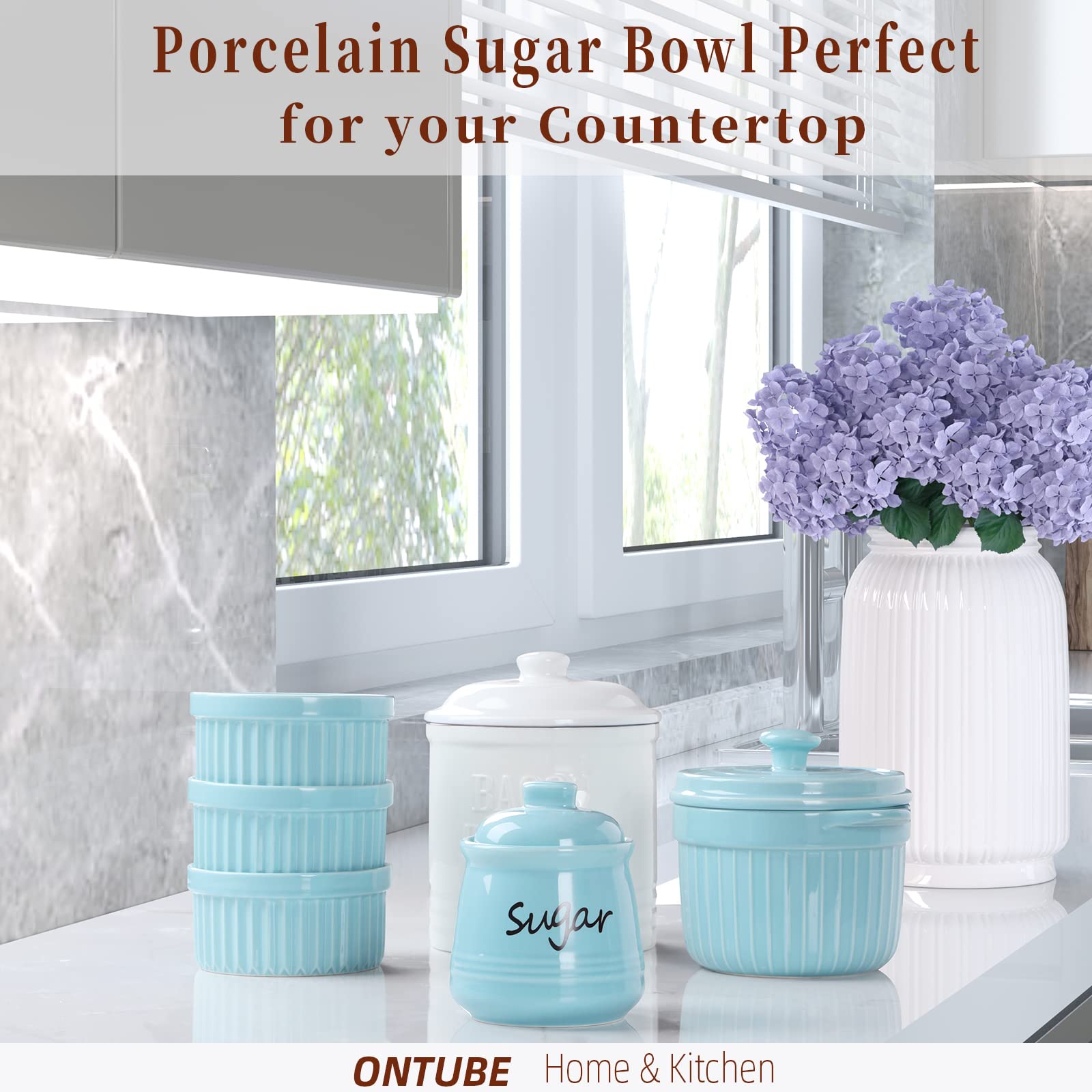 Compact ONTUBE 12oz sugar bowl fits small countertops