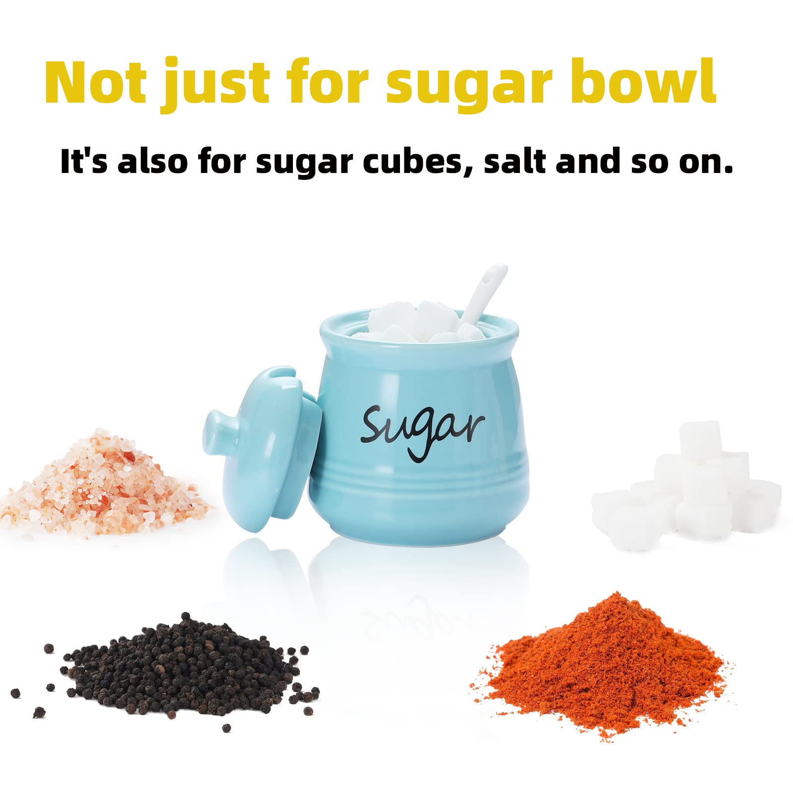 Kitchen scene featuring ONTUBE turquoise sugar bowl