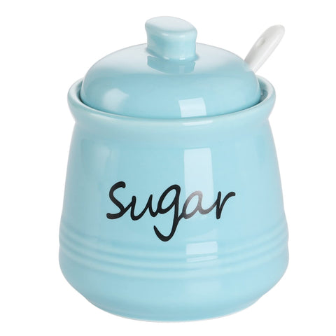 ONTUBE turquoise sugar bowl with lid and spoon for daily use
