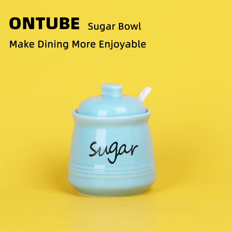 ONTUBE storage of sugar or spices in turquoise bowl