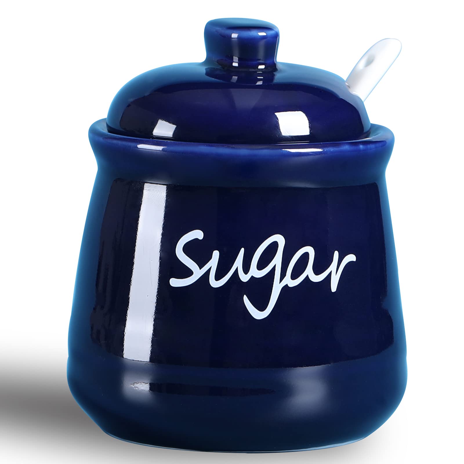 ONTUBE sugar bowl with lid and spoon in navy, keeps sugar accessible on counter
