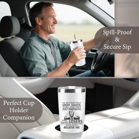 OOINQQ Trump golf tumbler lid with straw for easy sipping on greens