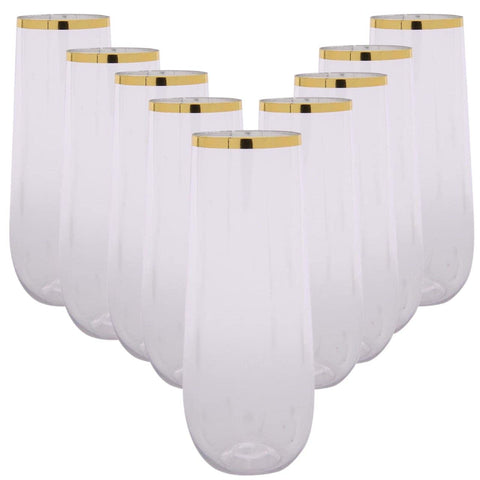 Oojami 24pc 9oz gold-rim champagne flutes for elegant wedding toasts