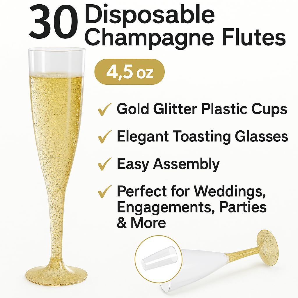 Oojami champagne flutes 2-piece assembly for easy setup and compact storage