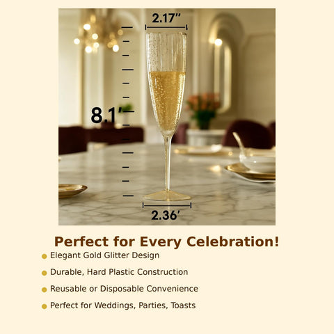 Oojami clear plastic champagne flutes with an elegant look for versatile settings