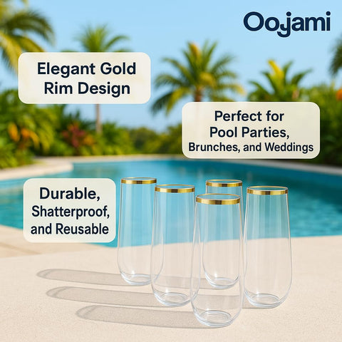 Oojami disposable champagne flutes for catering events