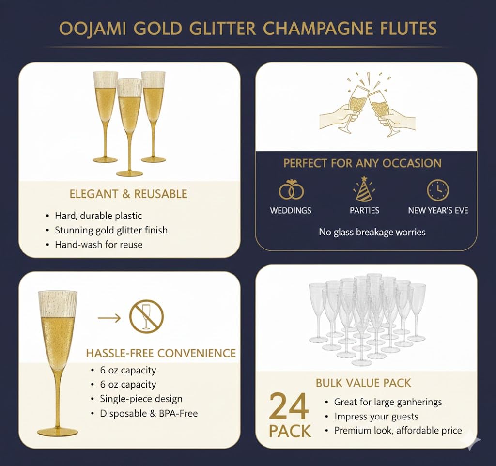 Oojami disposable champagne glasses enable quick cleanup after events