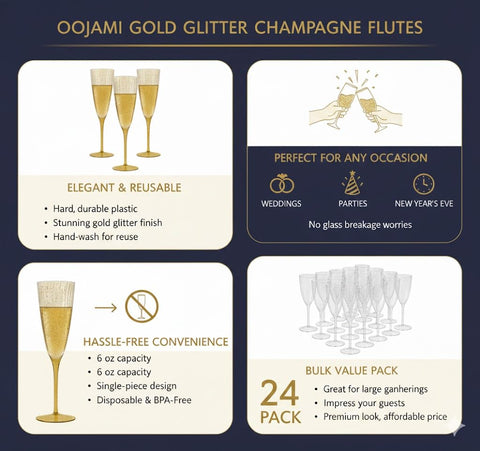 Oojami disposable champagne glasses enable quick cleanup after events