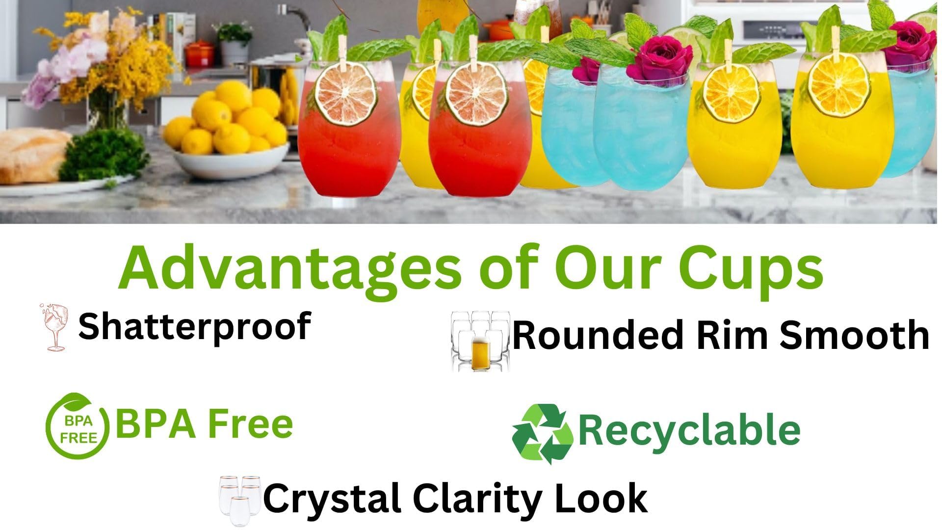 Oojami unbreakable glasses provide safe, sturdy serving without fragile glass.