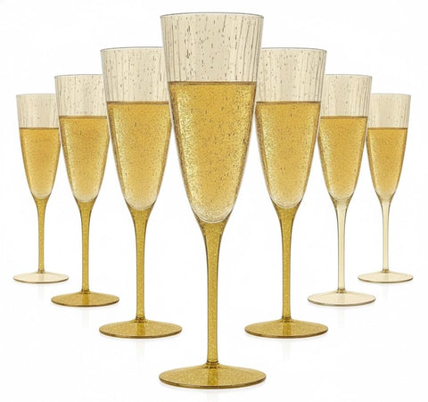 Oojami gold glitter 6oz champagne glasses for elegant toasts at parties and weddings