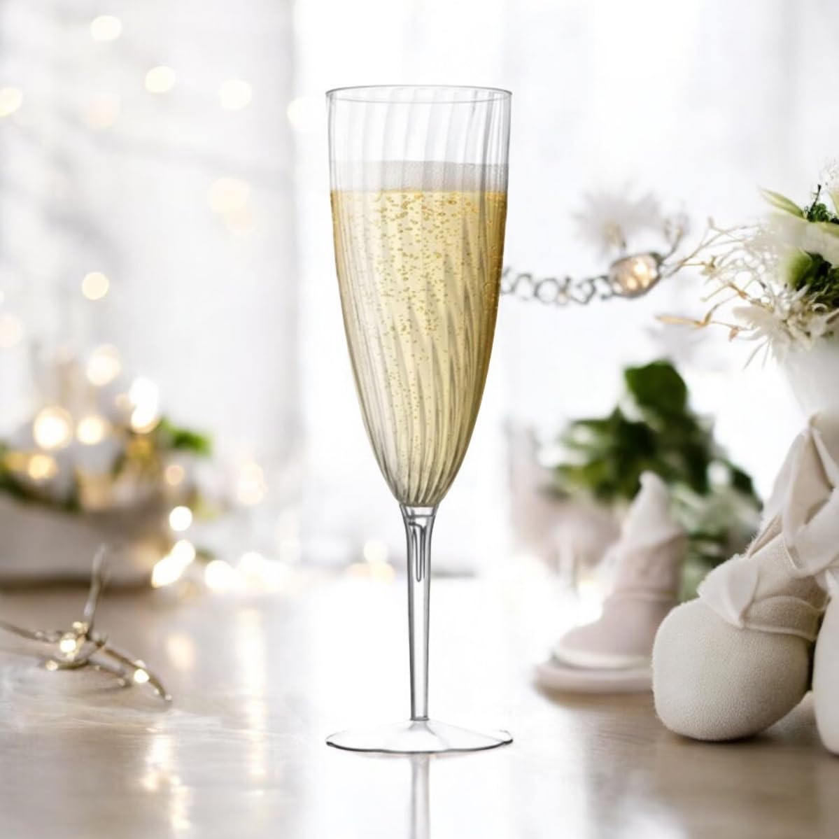 Oojami nye gold glitter finish champagne flutes add festive flair