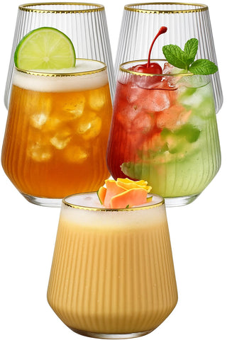 Oojami Ripple Origami glasses 40-count set with ripple texture for stylish outdoor parties.