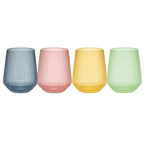 OOJAMI Ripple Origami stemless wine glasses 12oz set for durable outdoor entertaining.