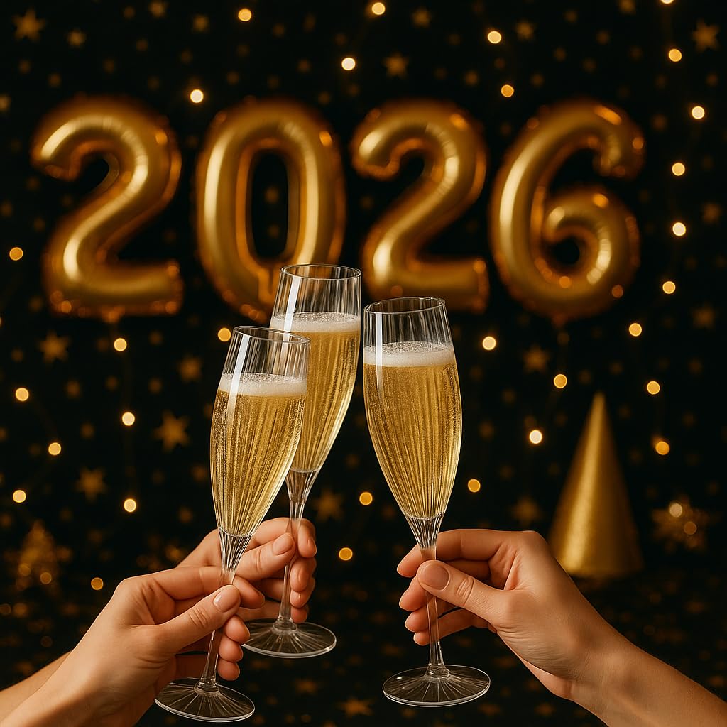 Oojami shatter-resistant plastic champagne glasses designed for daily use