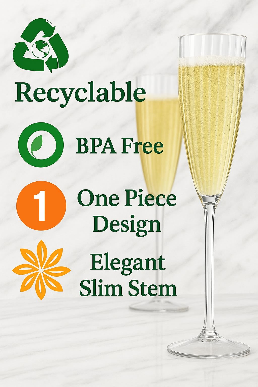 Oojami versatile clear flutes suitable for home parties and catering events