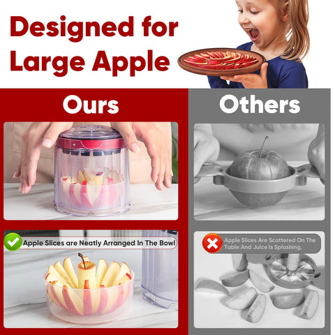 OOKUU Apple Slicer with catch bowl for mess-free prep.