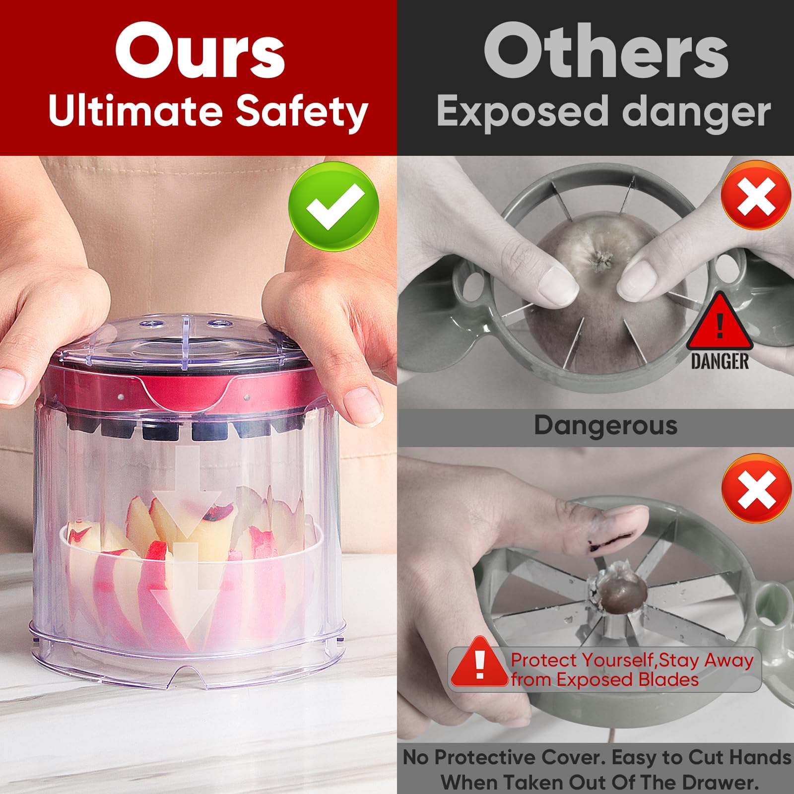 OOKUU Safety Guard protects hands during slicing for confident use.