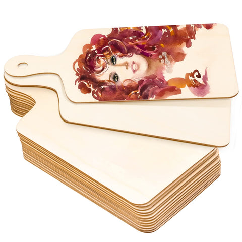 Oomcu wooden mini cutting board with paddle handle for DIY crafts and decor.