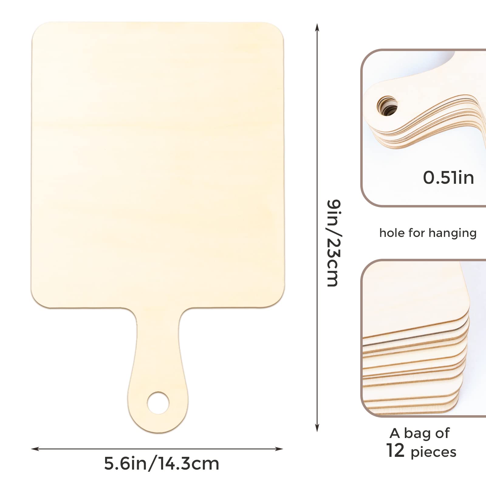 Oomcu wooden paddle cutting board blank for painting and crafts.