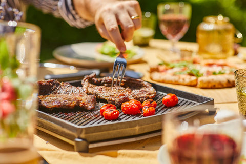Ooni grizzler plate sear side delivers grill marks on meats.