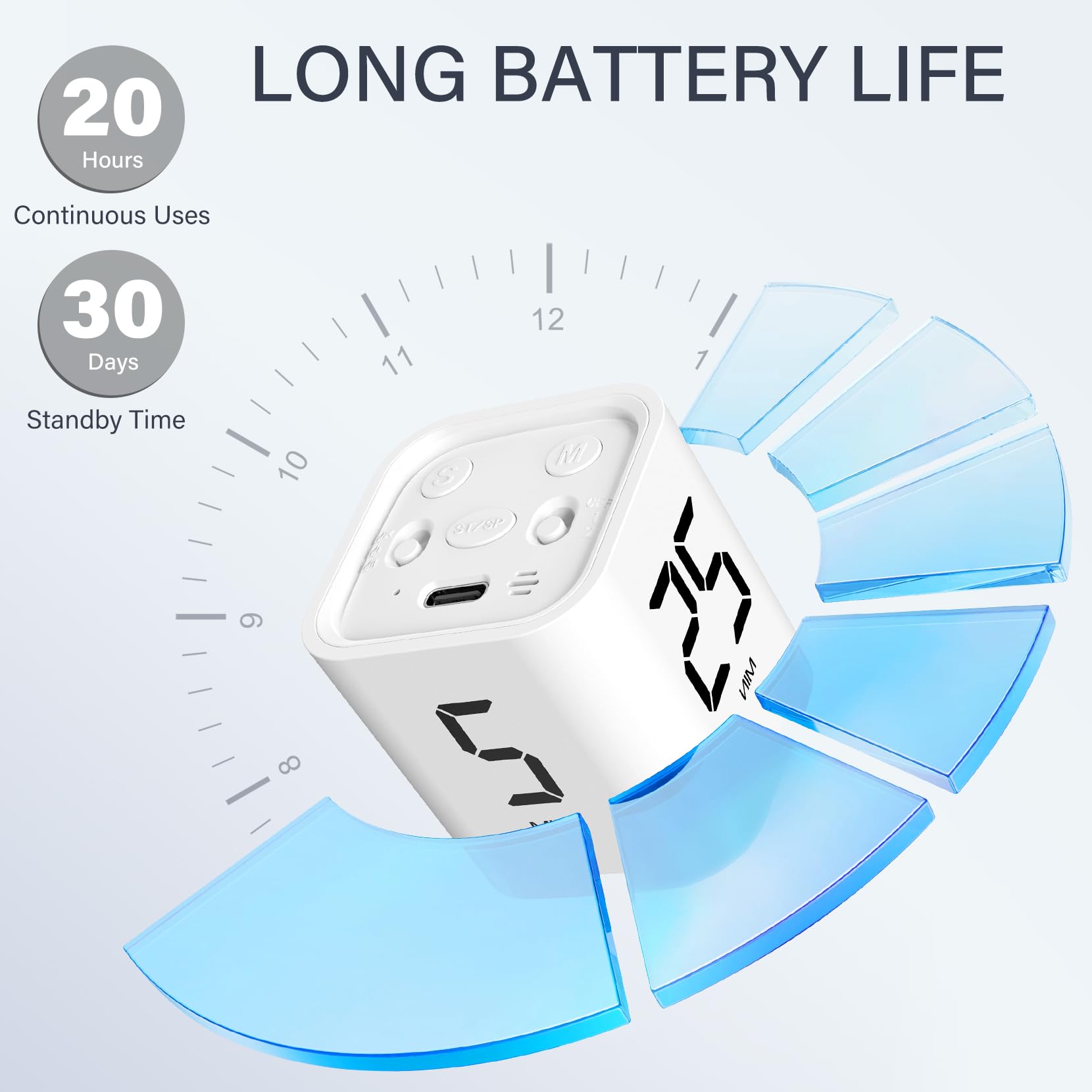 OORAII desk timer in work or kitchen setting, paired with two white cubes.