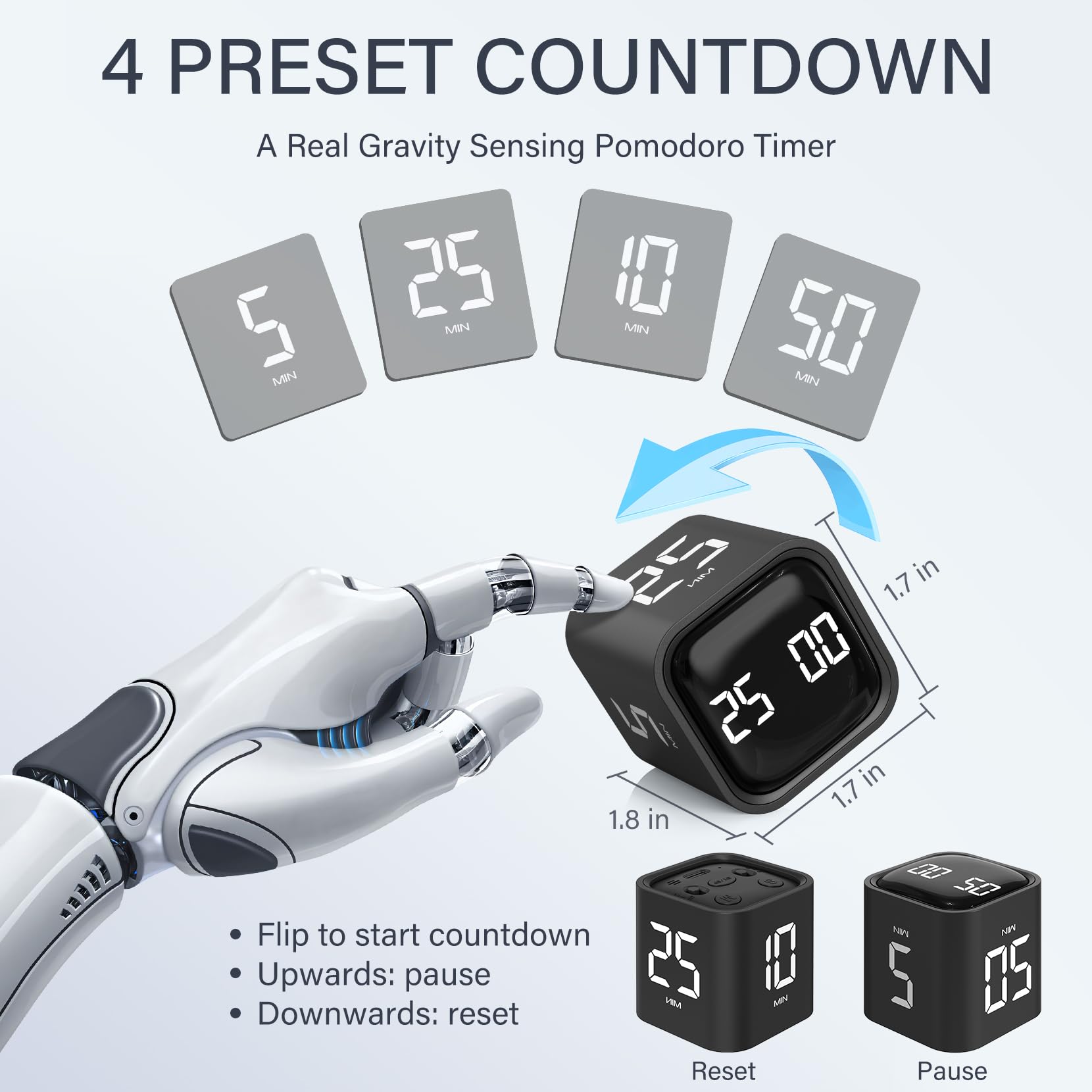 OORAII timer displays 25-minute preset, ideal for work sprints