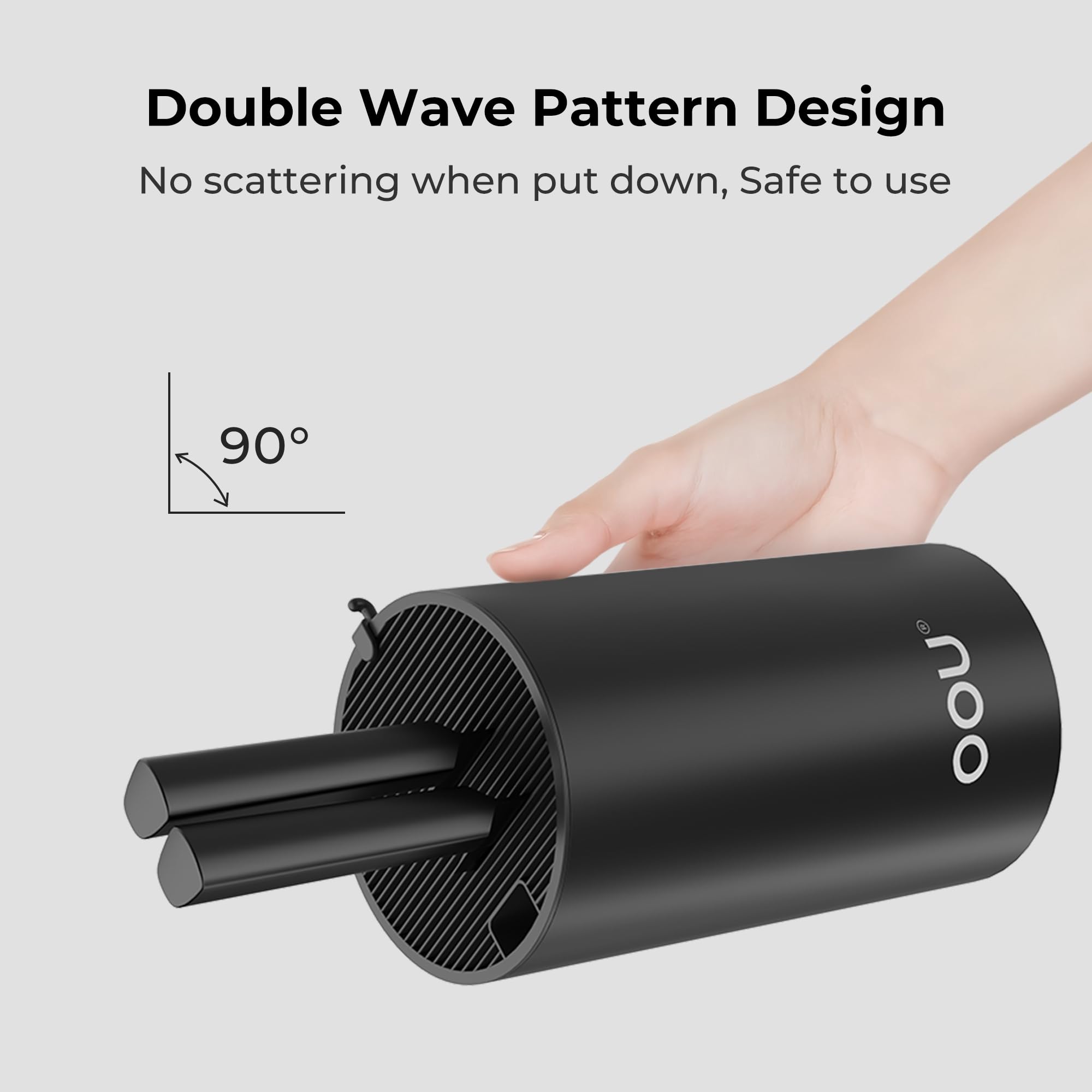 OOU universal knife block round black shown in a modern kitchen scene.