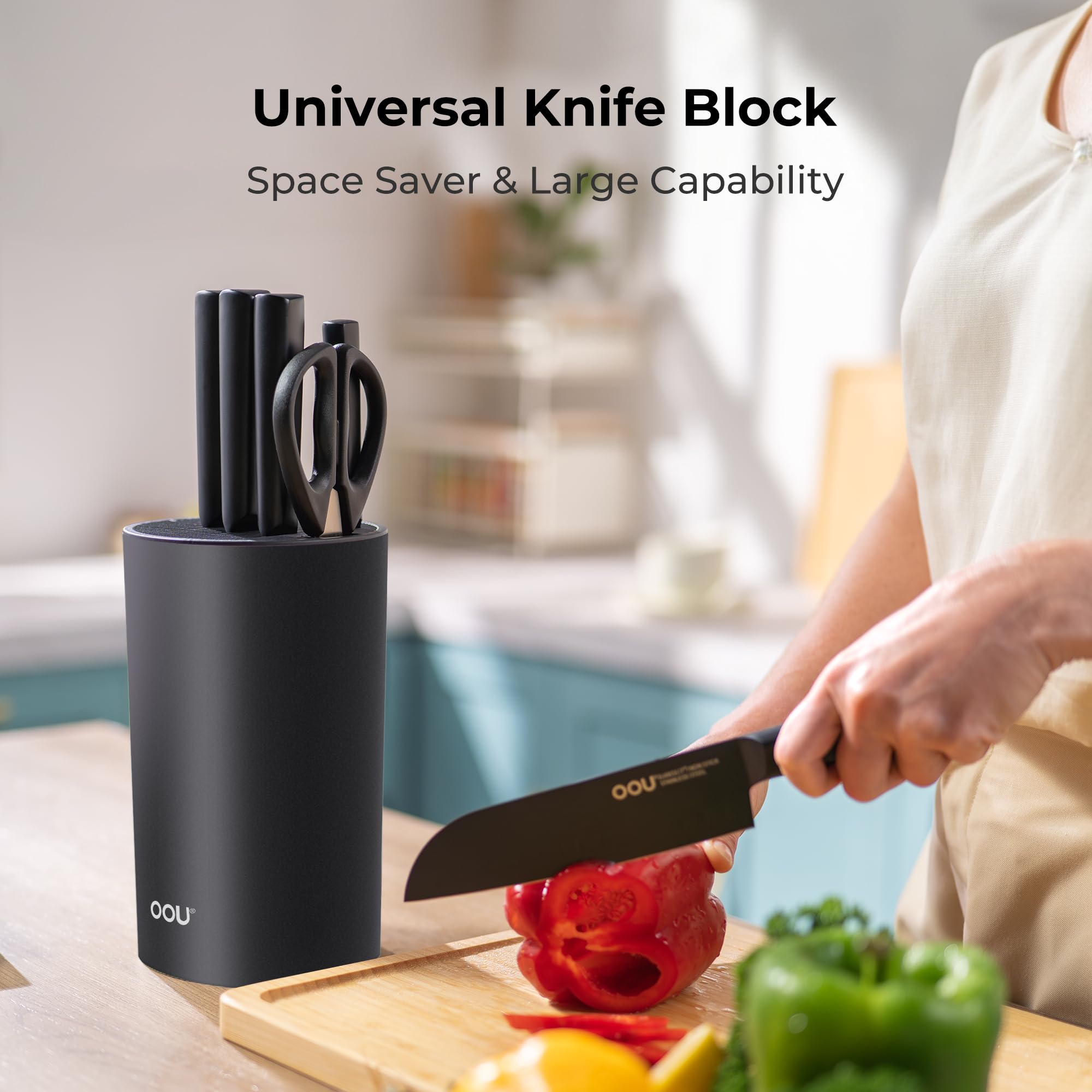 OOU block with knives concept shows safe, accessible blade storage.