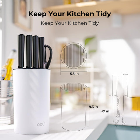 OOU round knife block top removable with drainage for drying