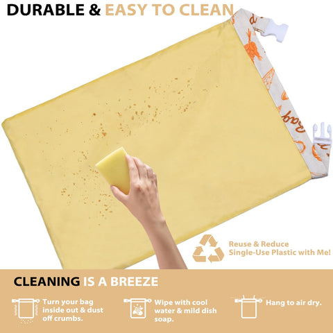 OOW bread bag is easy to wipe clean and reuse for years