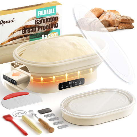 OPAUL heating banneton basket ready for 11-inch dough proofing and rise
