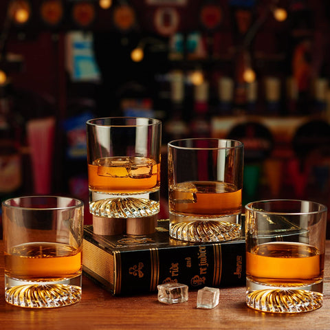 OPAYLY scotch glass for cocktails, durable crystal with classic pattern.