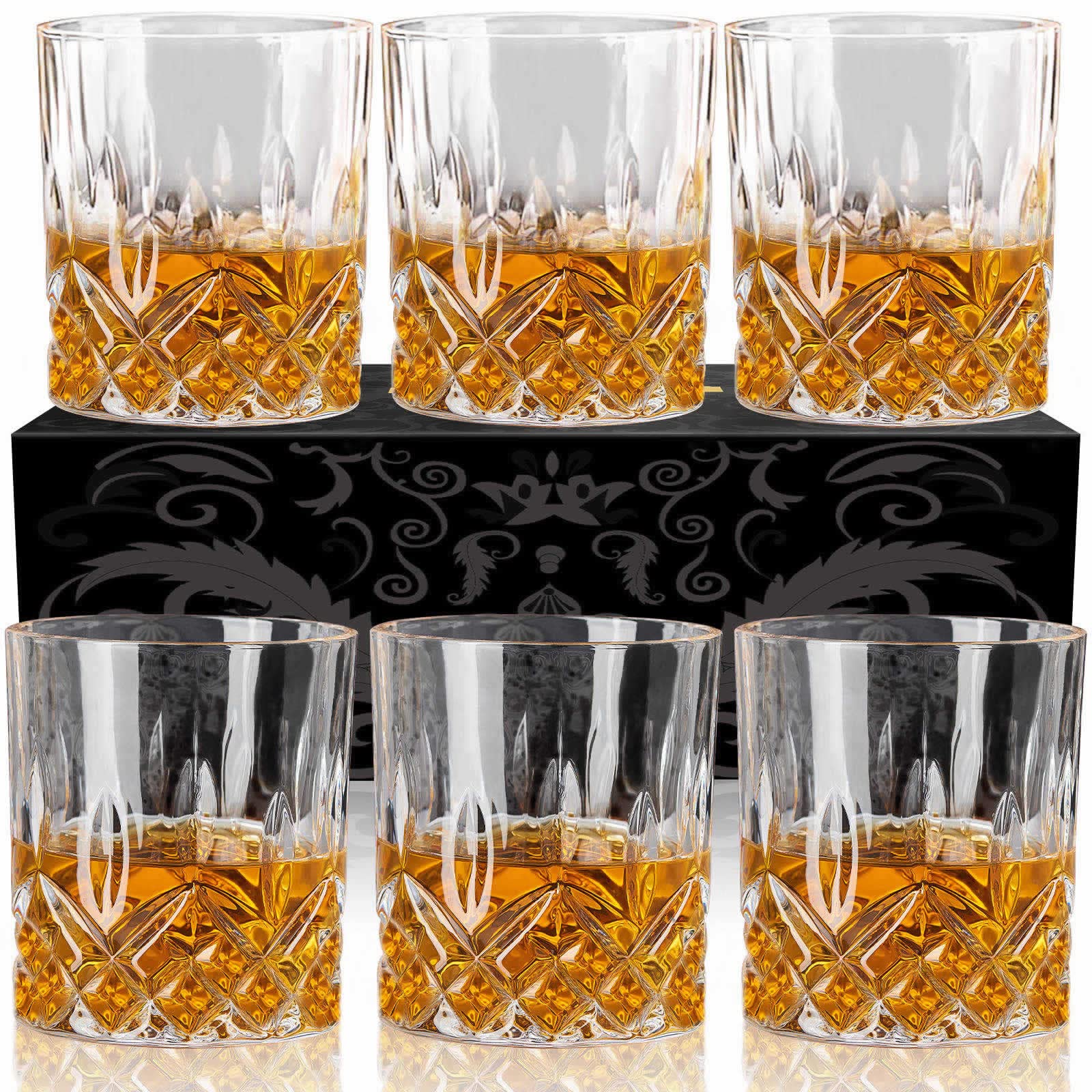 OPAYLY whiskey glasses 6-pack: clear 10oz rocks glass ideal for slow sipping