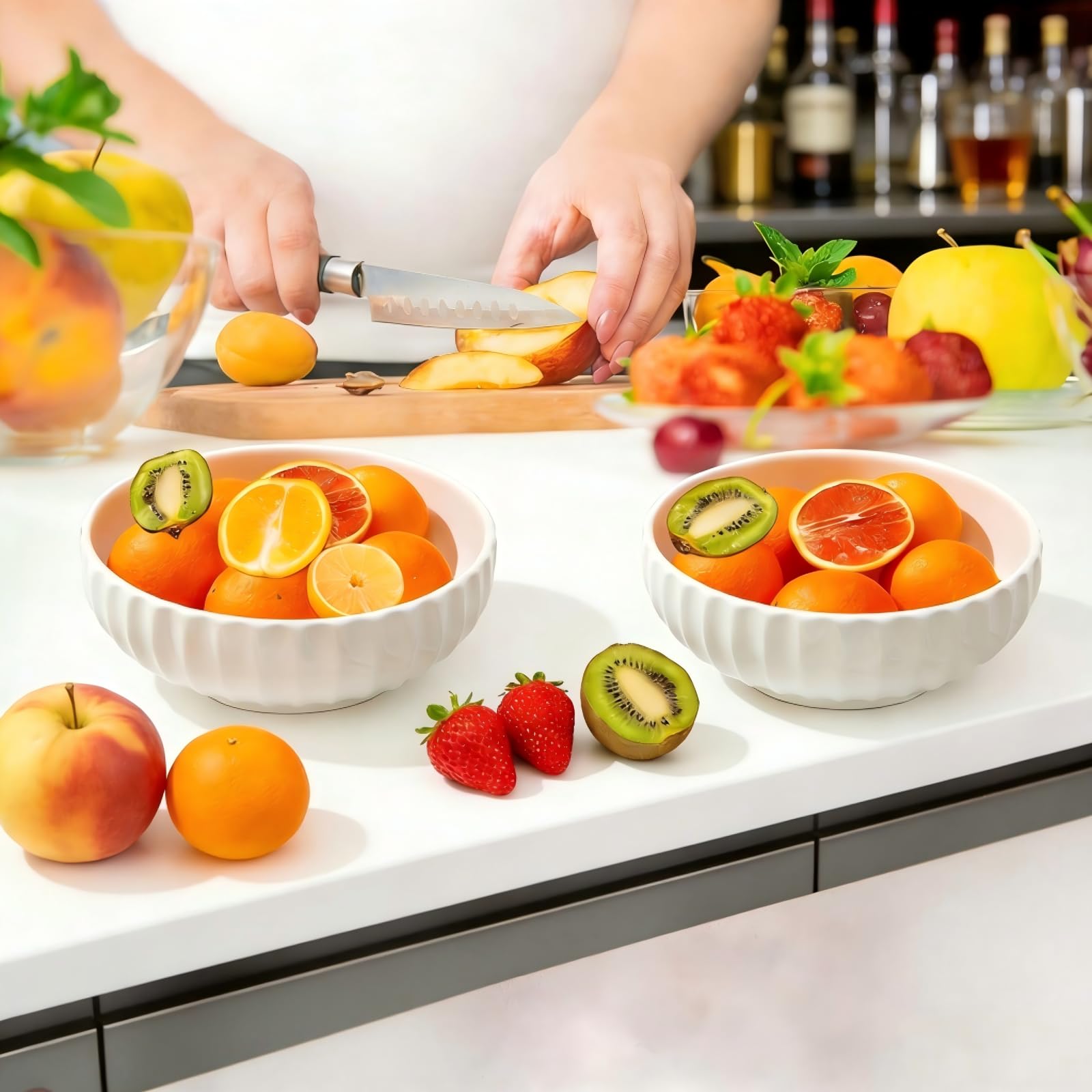 Opeikla dishwasher-safe and microwave-safe fruit bowl on counter