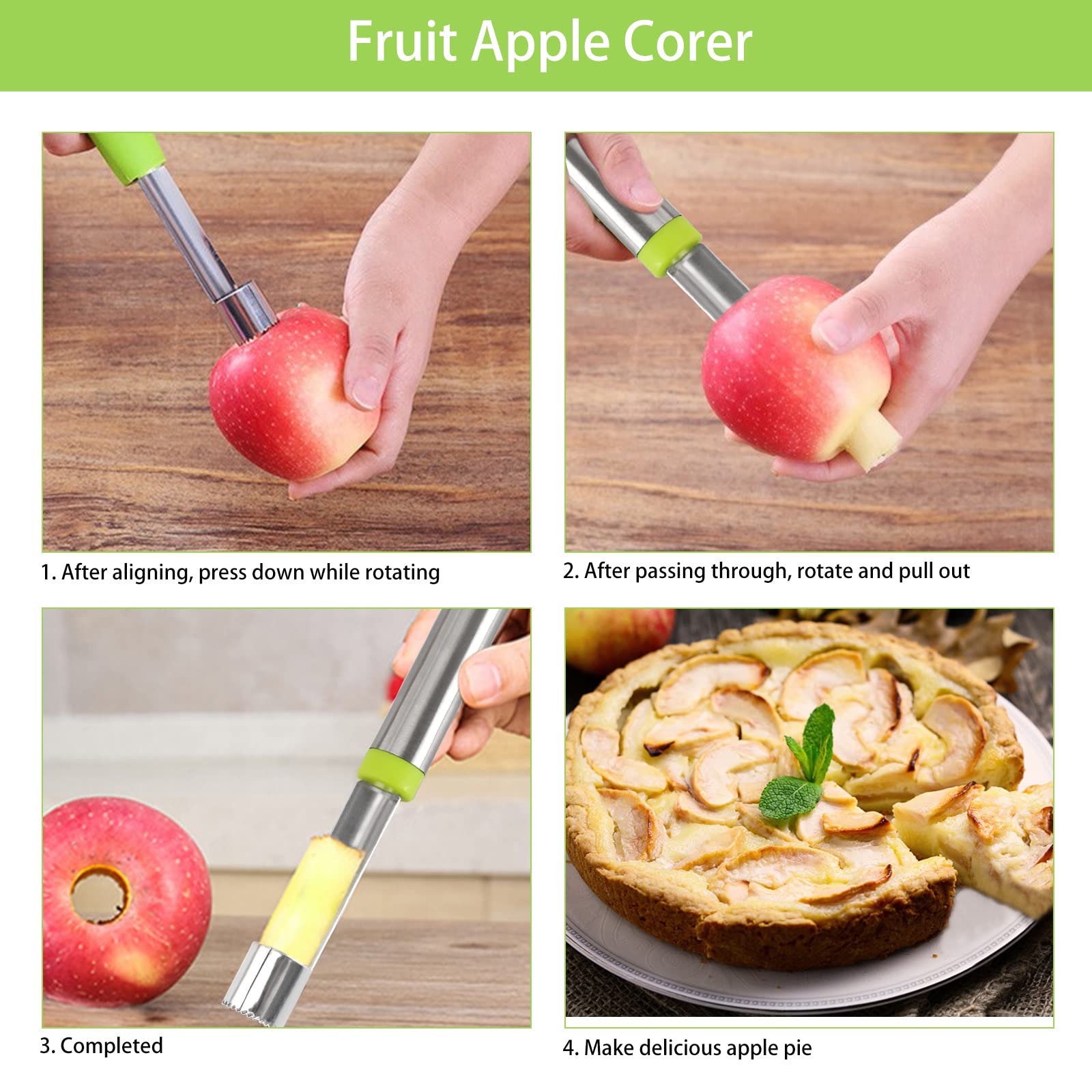 Openfly apple core remover yields neat cores for pies and snacks