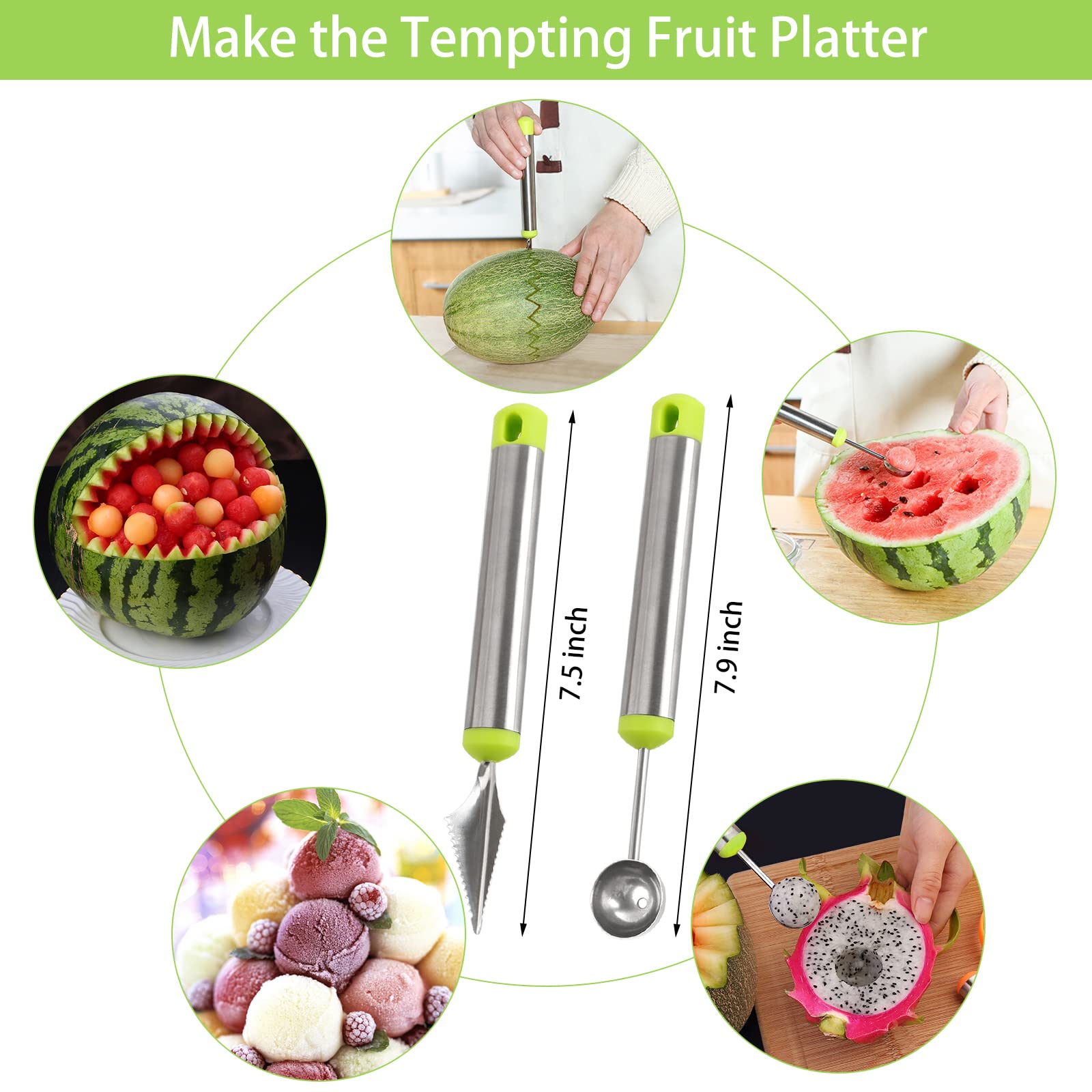 Openfly melon baller tool for uniform fruit scoops and desserts