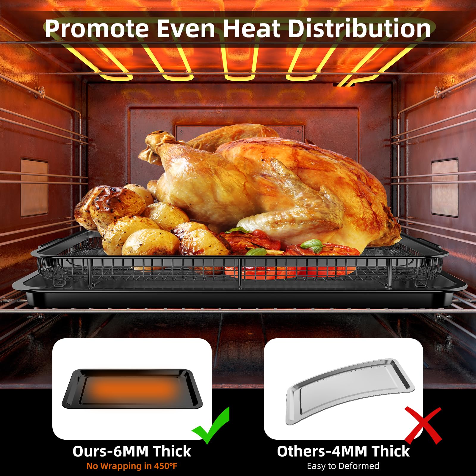OpenIce air fryer basket tray catches oil and crumbs for easier cleanup.