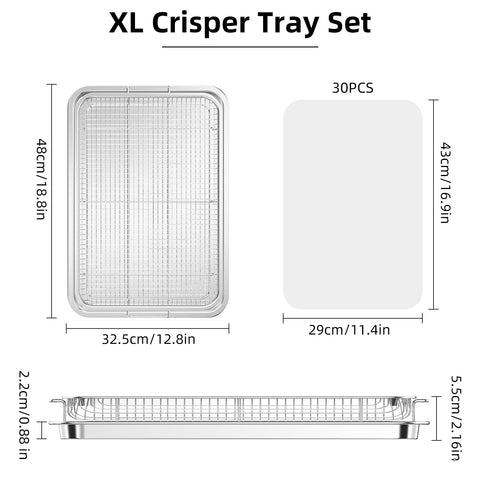 OPENICE oven tray under basket demonstrates grease-free cleanup for mess-free cooking