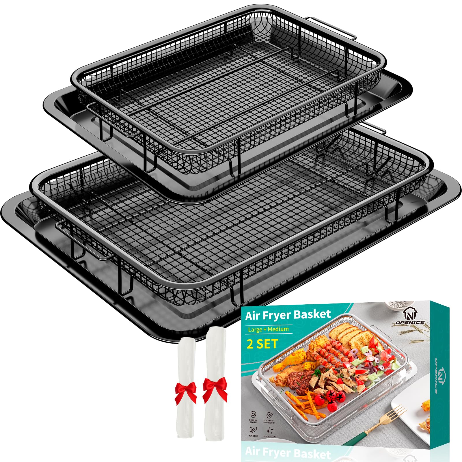 OPENICE large air fryer basket in use delivering crispy results with minimal oil