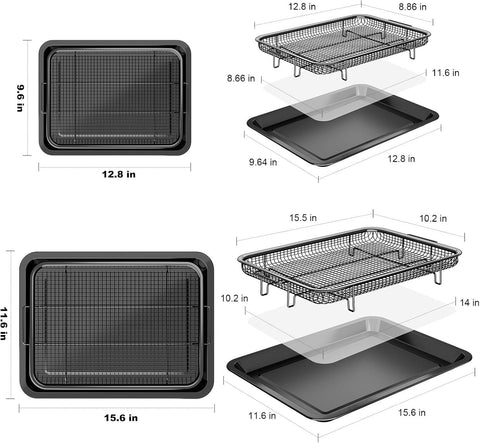 OPENICE large air fryer basket with tray in oven for even cooking
