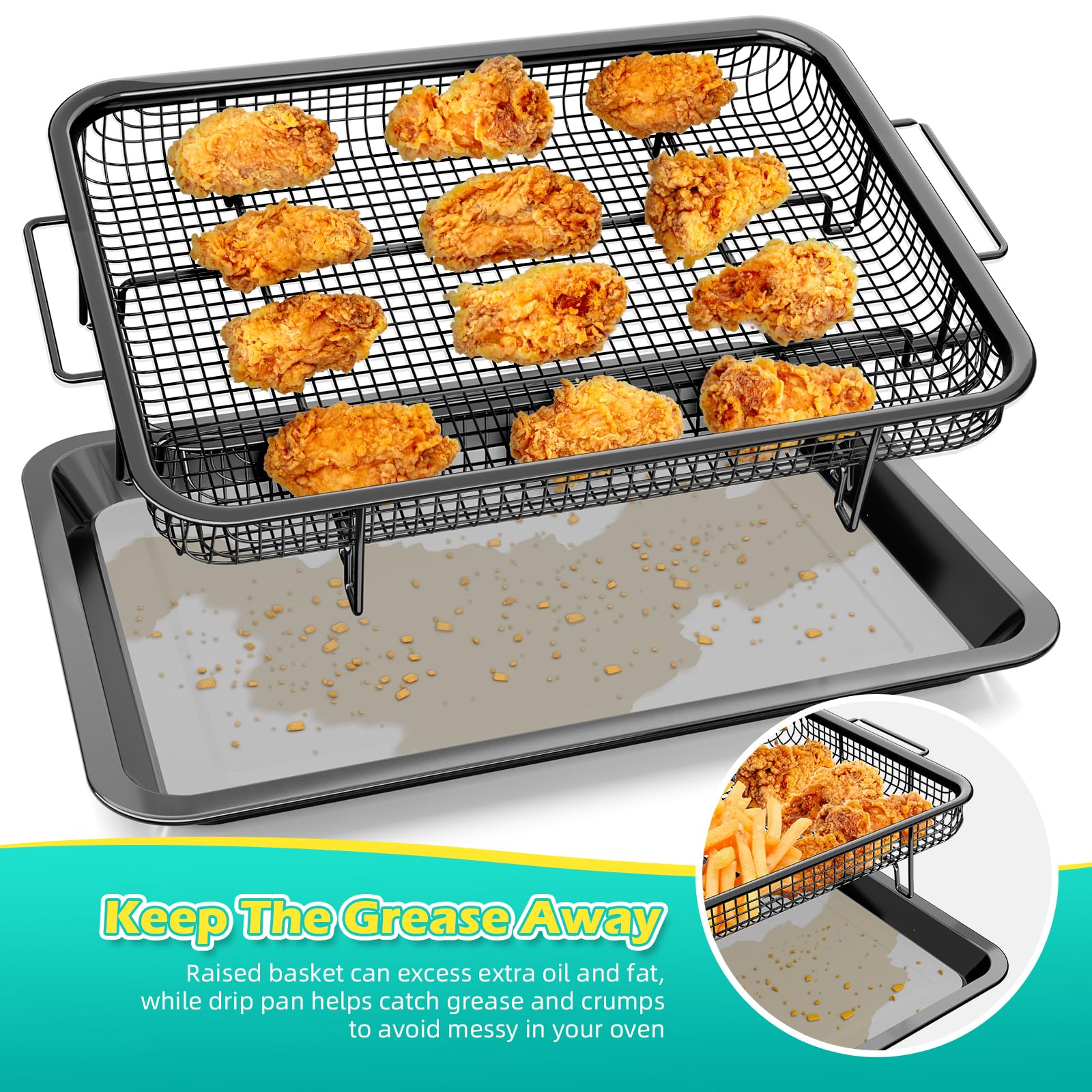 OPENICE medium air fryer basket in oven for side dishes