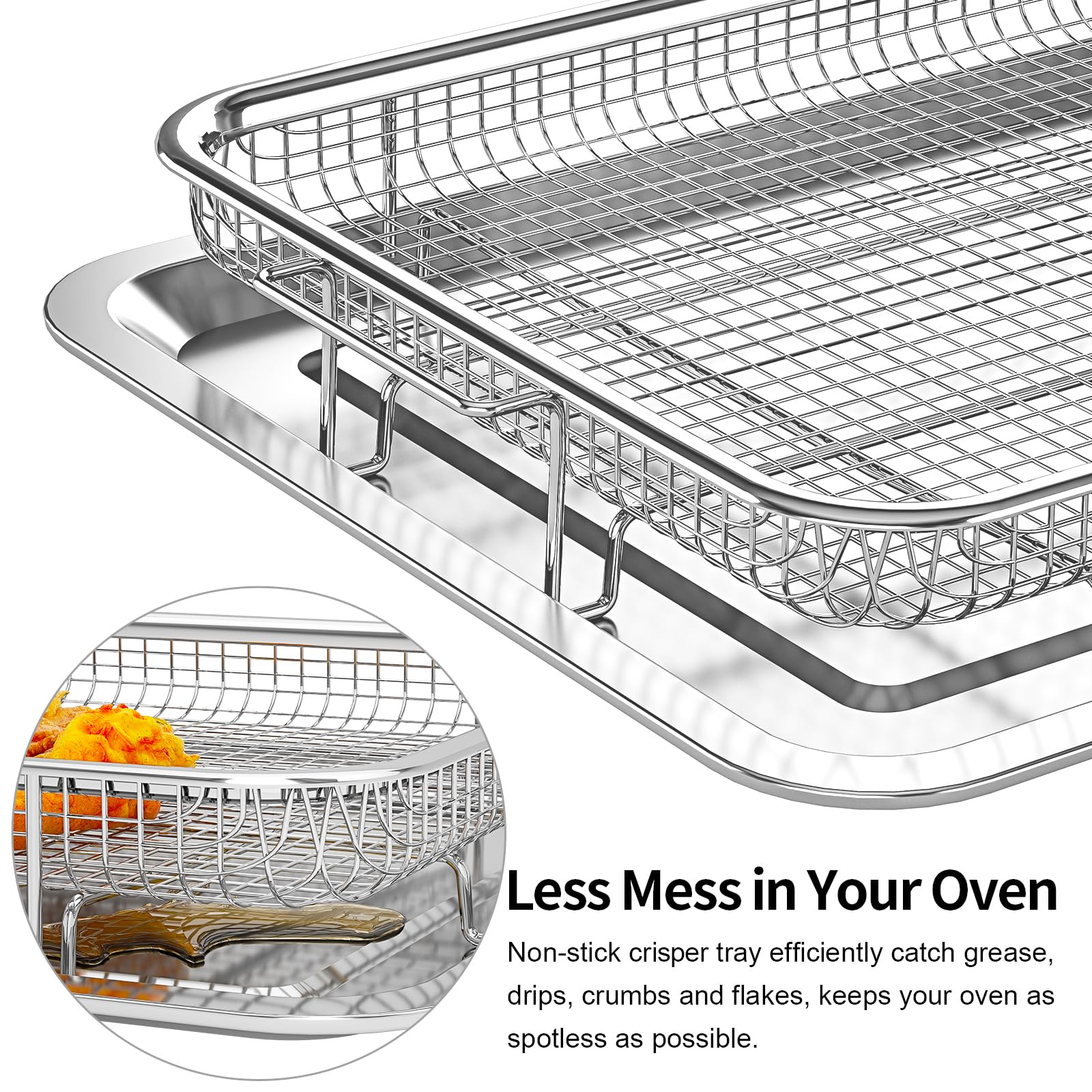OPENICE medium air fryer basket in oven for versatile batch cooking.