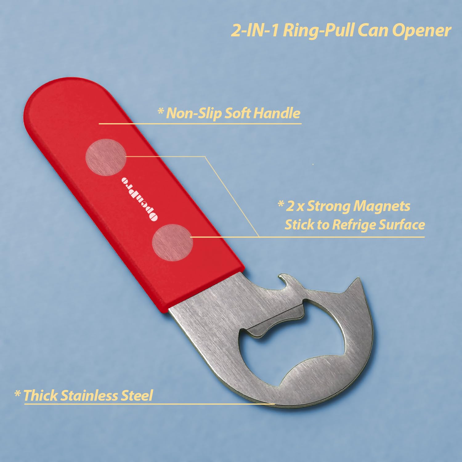 OPENPRO Magnetic 2-in-1 Ring-Pull Can Opener eases bottle and can access.