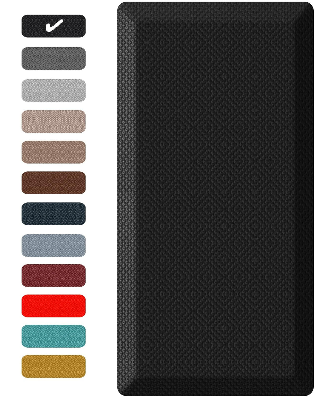 Ophanie anti-fatigue mat front view shows thick cushion for comfort.