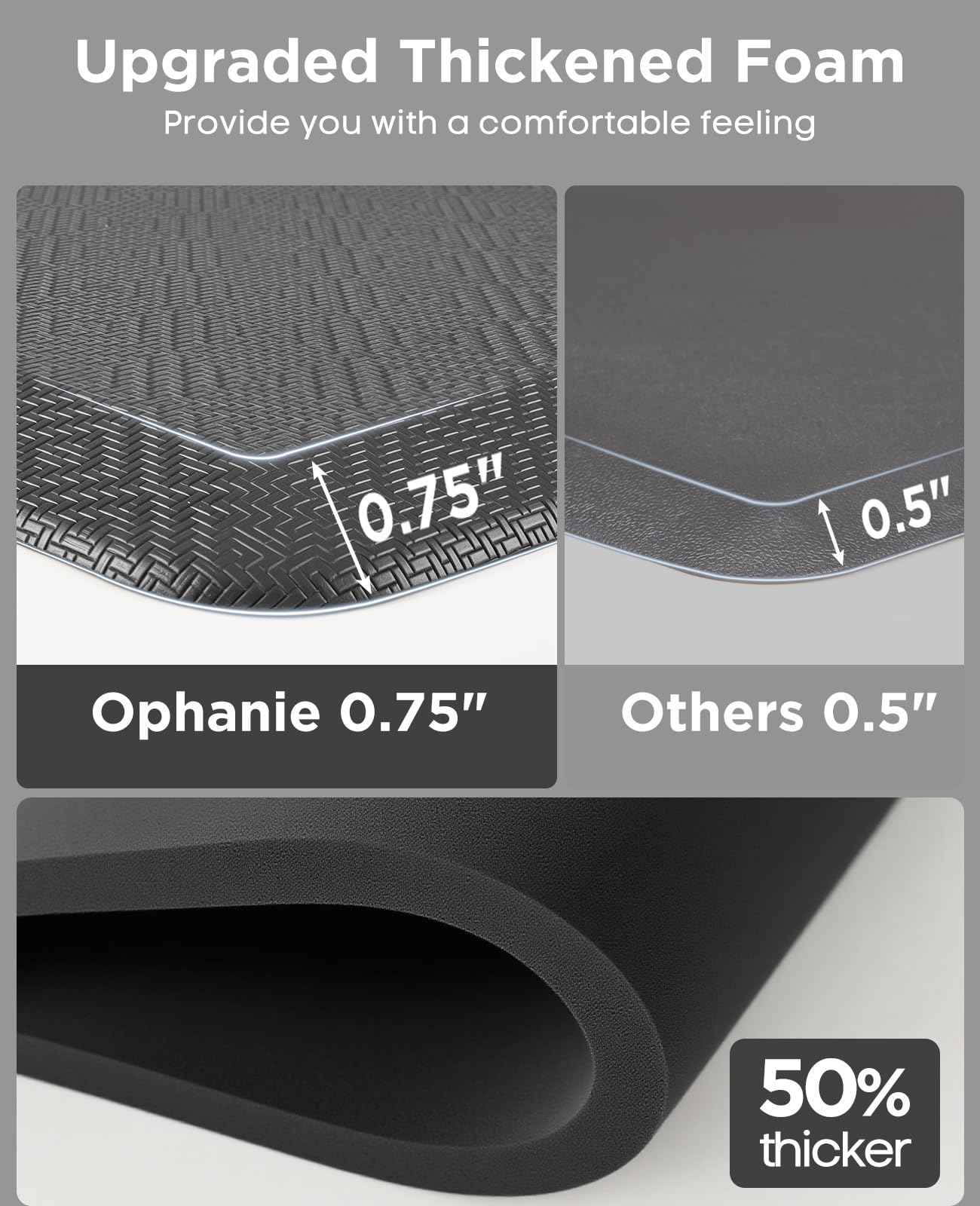 Ophanie beveled-edge design reduces tripping in busy spaces