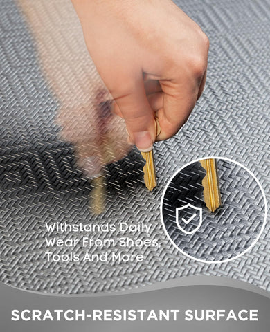 Ophanie kitchen mat flat-packed for easy delivery and quick setup.