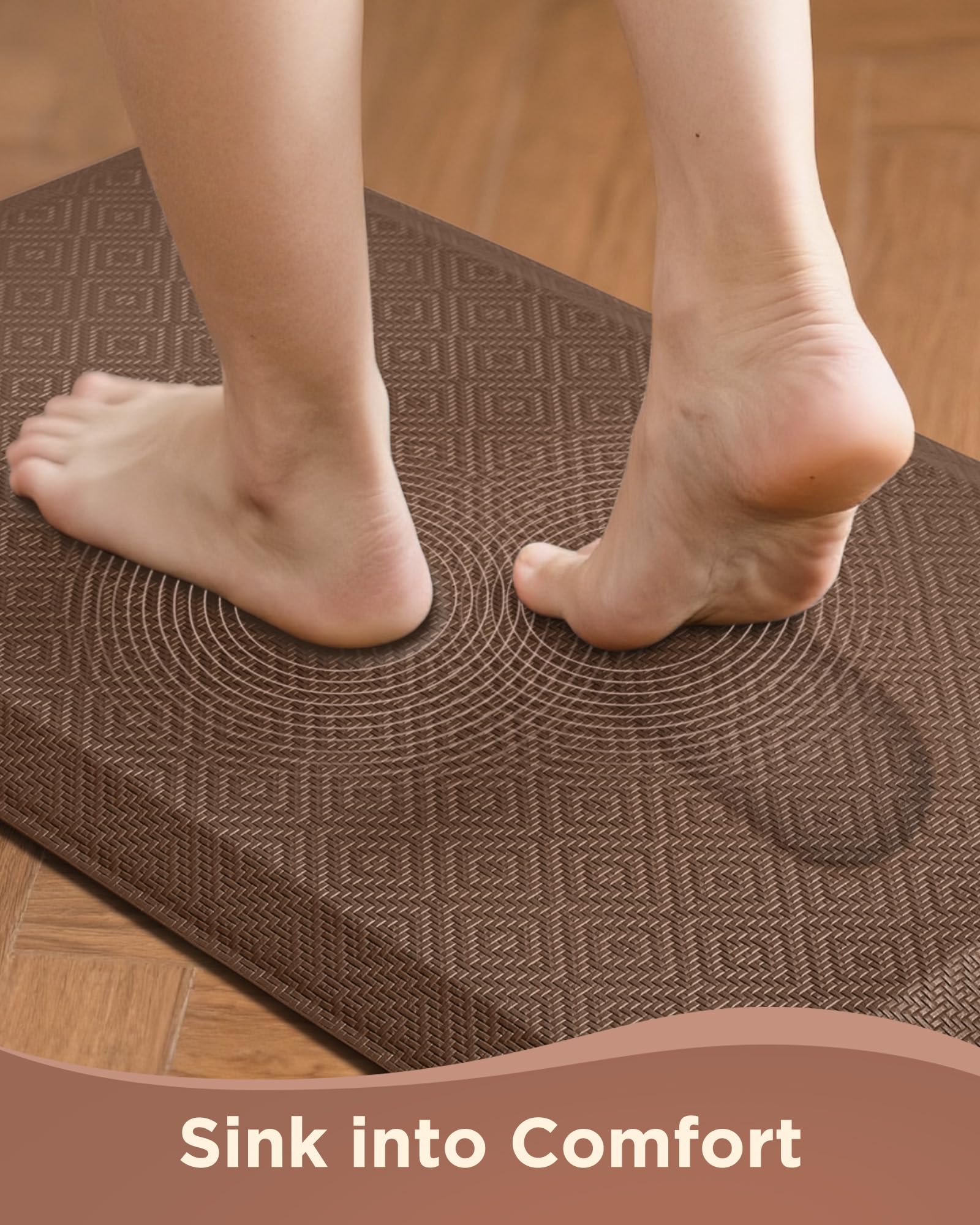 Ophanie anti-fatigue foam-core mat supports long kitchen tasks with soft, durable surface