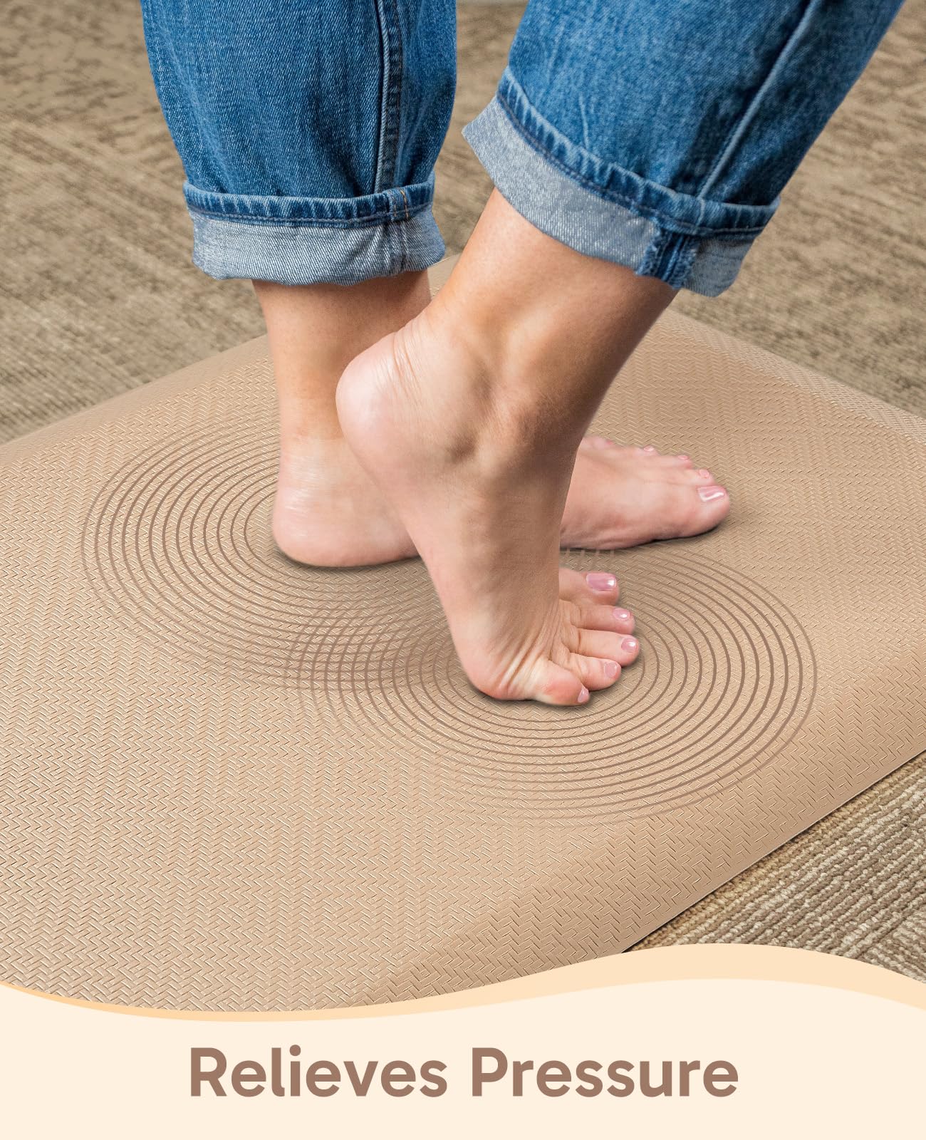 Ophanie kitchen mat beige textured surface for comfortable standing