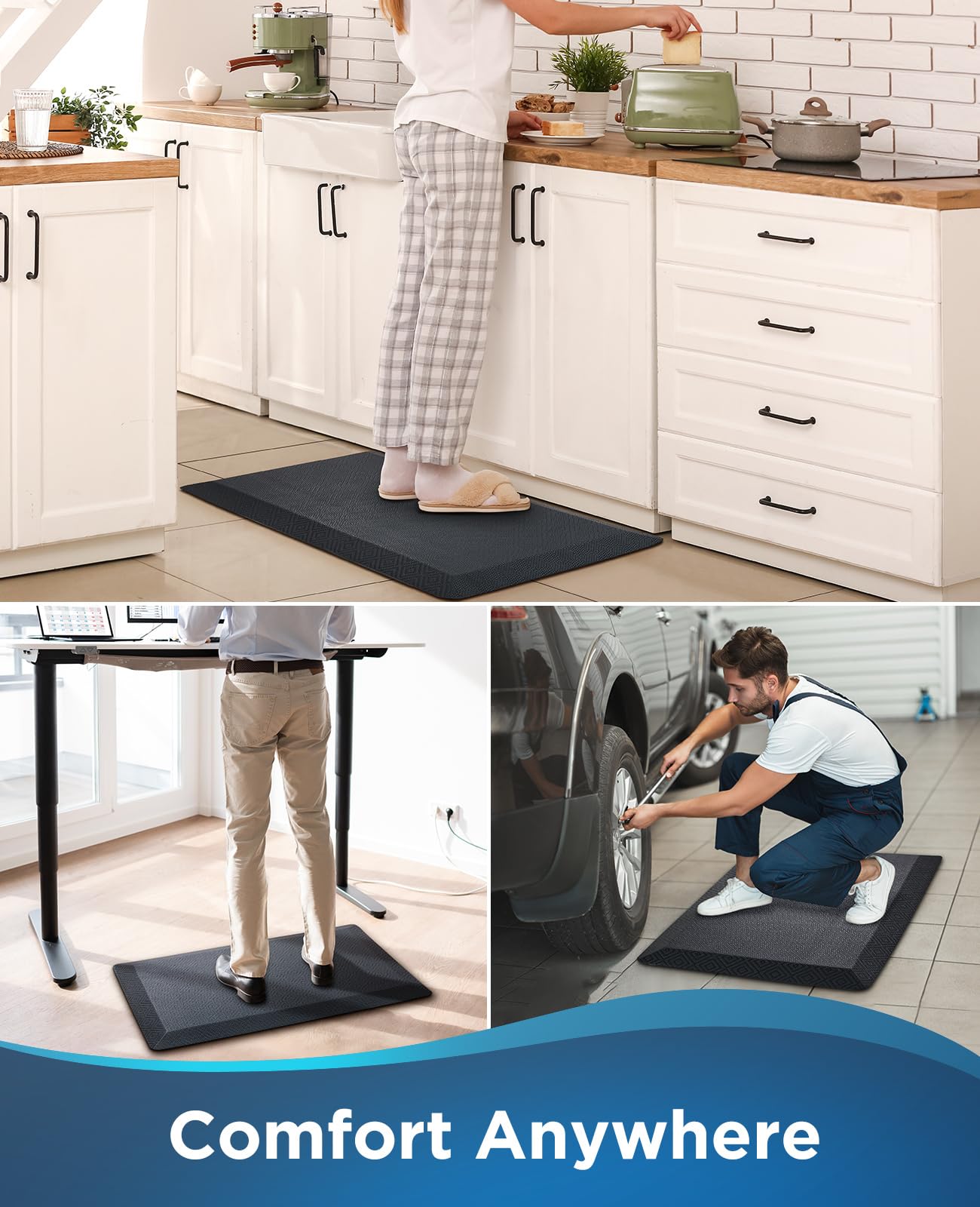Ophanie Kitchen Mat supports ergonomic standing for daily tasks.