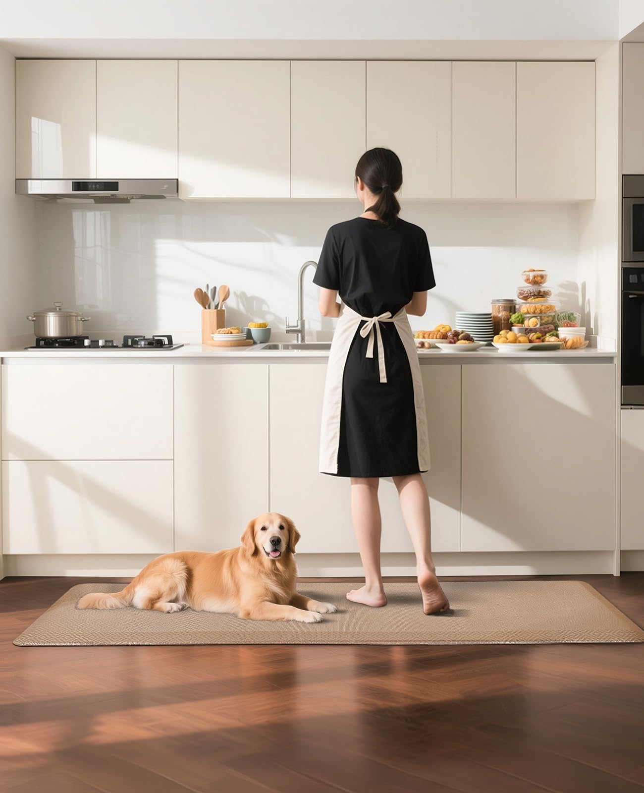 Ophanie kitchen mat waterproof top keeps spills at bay during kitchen tasks